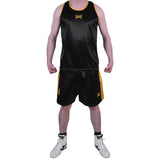 MAR-102A | Black & Yellow Boxing Shorts & Vest - Shorts