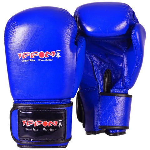 MAR-106C | Blue IPPON Genuine Cowhide Leather Boxing Gloves - Gloves