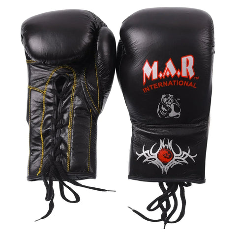 MAR-108A | Black Genuine Cowhide Leather Boxing Gloves/Kickboxing - Gloves