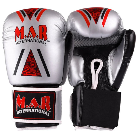 MAR-113A | Grey & Black Boxing/Kickboxing Competition Gloves - Gloves