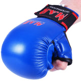 MAR-143A | Blue Karate Gloves w/ Padded Thumb - Compact Gloves