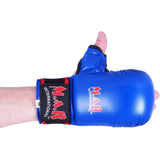 MAR-143A | Blue Karate Gloves w/ Padded Thumb - Compact Gloves
