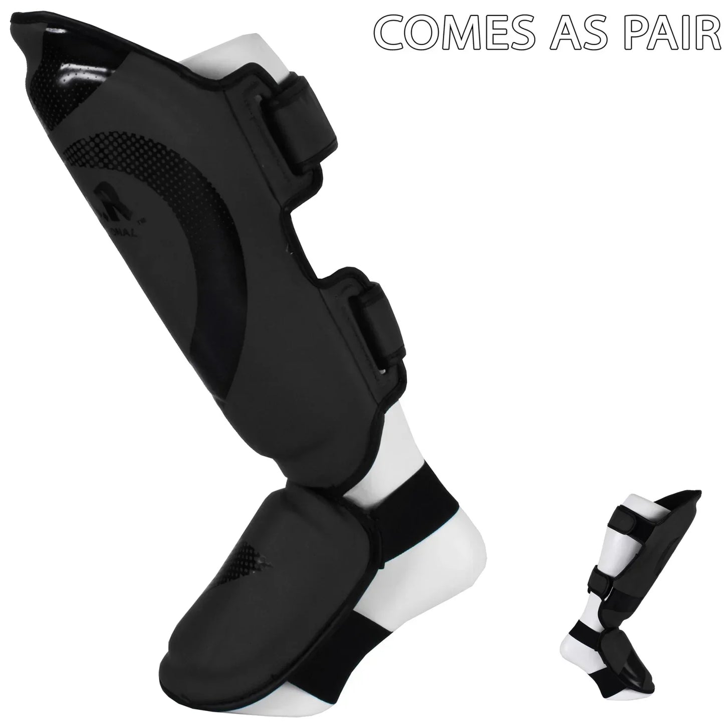 MAR-148D | Black Kickboxing & Thai Boxing Shin & Instep Guards - Pads