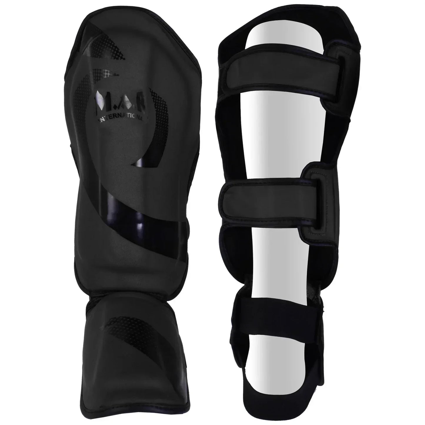 MAR-148D | Black Kickboxing & Thai Boxing Shin & Instep Guards - Pads