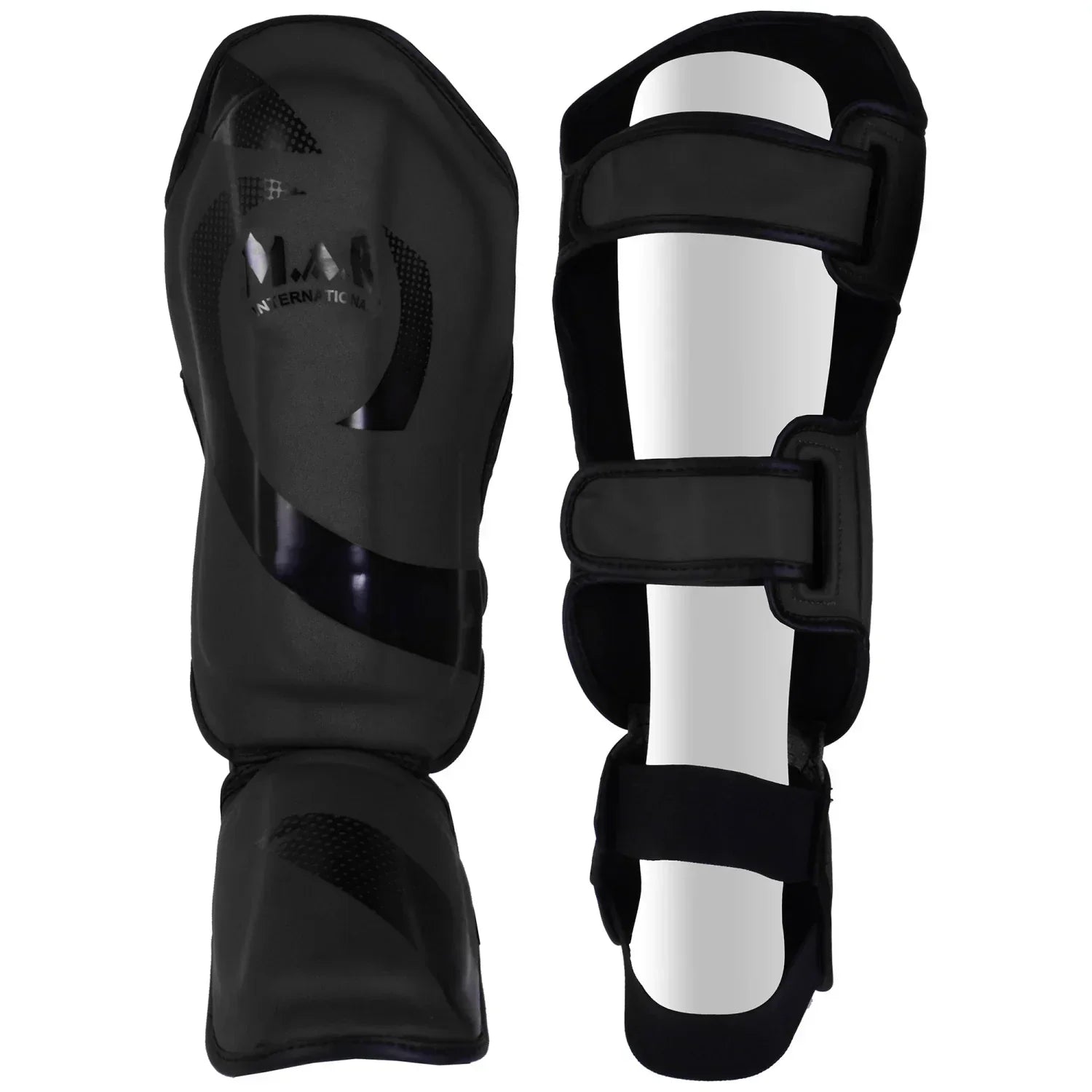 MAR-148D | Black Kickboxing & Thai Boxing Shin & Instep Guards - Pads