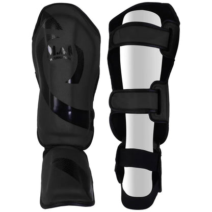 MAR-148D | Black Kickboxing & Thai Boxing Shin & Instep Guards - Pads