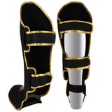 MAR-148G | Black & Gold Kickboxing/Thai Boxing Shin & Instep Guards - Pads