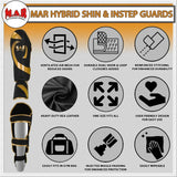 MAR-148G | Black & Gold Kickboxing/Thai Boxing Shin & Instep Guards - Pads