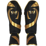 MAR-148G | Black & Gold Kickboxing/Thai Boxing Shin & Instep Guards - Pads