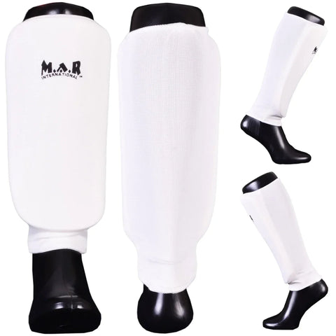 MAR-170A | White Elasticated Fabric Shin Guard For Shin Protection - Small Accessories