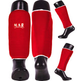 MAR-170C | Red Elasticated Fabric Shin Guard For Shin Protection - Small Accessories