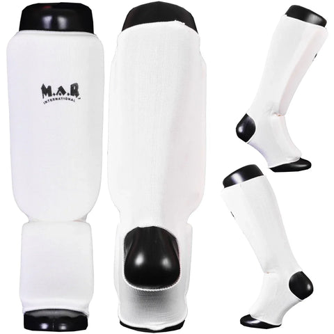 MAR-171A | White Elasticated Fabric Shin & Instep Guard - Small Accessories