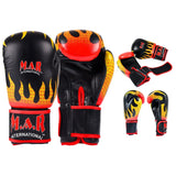 MAR-183 | Black Flame Print Boxing/Kickboxing Gloves for Kids - Gloves