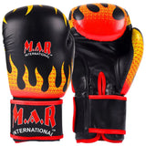 MAR-183 | Black Flame Print Boxing/Kickboxing Gloves for Kids - Gloves