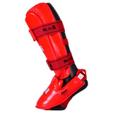 MAR-193F | Foam Padded Red Shin & Instep Guards - Pads