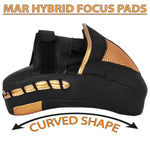 MAR-195G | Black & Gold Hybrid Curved Focus Mitts - Focus Mitts