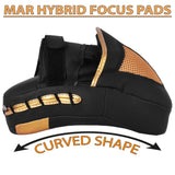 MAR-195G | Black & Gold Hybrid Curved Focus Mitts - Focus Mitts