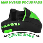 MAR-195H | Black & Green Hybrid Curved Focus Mitts - Focus Mitts
