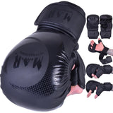 MAR-233C-N |Matte Black/Black MAYA Leather Amateur MMA Gloves - Gloves