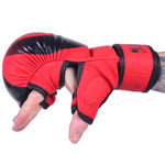 MAR-233D-N | Matte Red/Black MAYA Leather Amateur MMA Gloves - Gloves