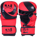 MAR-233D-N | Matte Red/Black MAYA Leather Amateur MMA Gloves - Gloves