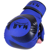 MAR-233F-N | Matte Blue/Black MAYA Leather Amateur MMA Gloves - Gloves