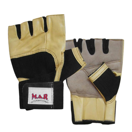 MAR-354C | Golden Leather Weight Lifting Gloves - Small Accessories