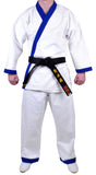 MAR-008 | White Karate Uniform w/ Blue Trim (8oz Fabric) + FREE BELT