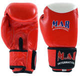 MAR-107B | Red Genuine Cowhide Leather Boxing/Kickboxing Gloves