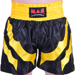MAR-101B | Black Boxing Shorts w/ Yellow Stripes