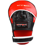 MAR-199 | Red+Black Genuine Leather Large Curved Focus Mitts