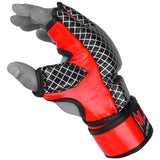MAR-235 | Genuine Leather Red+Black Open Finger MMA Gloves