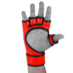 MAR-235 | Genuine Leather Red+Black Open Finger MMA Gloves