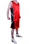 MAR-100B | Red & Black Boxing Shorts & Vest w/ White Lines