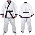 MAR-009 | White Karate Uniform w/ Black Trim (8oz Fabric) + FREE BELT