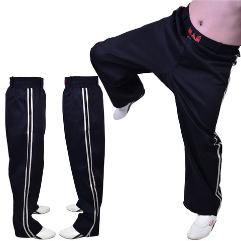 MAR-088A | Black & White Kickboxing & Freestyle Two-Striped Trousers