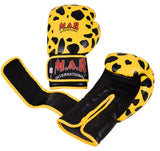 MAR-117 | Black/Yellow Leopard Print Boxing/Kickboxing Gloves
