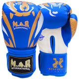 MAR-118E | Blue & Gold Tiger Print Boxing & Kickboxing Gloves