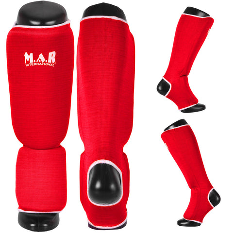 MAR-171C | Red Elasticated Fabric Shin & Instep Guard