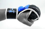 MAR-408 | Blue+Black IPPON Open Finger Leather Striking Gloves - quality-martial-arts
