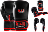 MAR-178 | Black Kids Kickboxing & Boxing Gloves w/ Red Stripes for Kids
