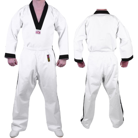 MAR-006 | White Karate & Freestyle Uniform w/ Black Trim (8oz Fabric)