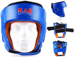 MAR-132C | Blue Genuine Cowhide Leather Head Guard For Competitions