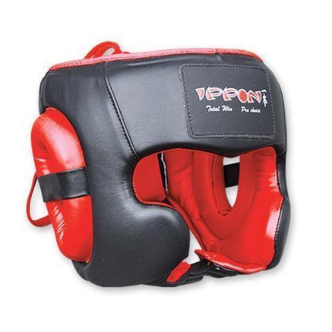 MAR-130 | Red & Black IPPON Boxing Head Guard For Training - quality-martial-arts