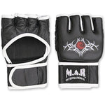 MAR-237 | Genuine Leather Black MMA Gloves w/ White Lining - quality-martial-arts