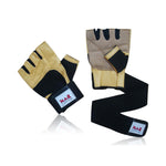MAR-354A | Golden Leather Weight Lifting Gloves